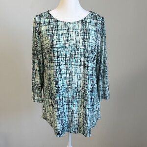 Emaline Teal and Black Patterned Tunic Top SZL